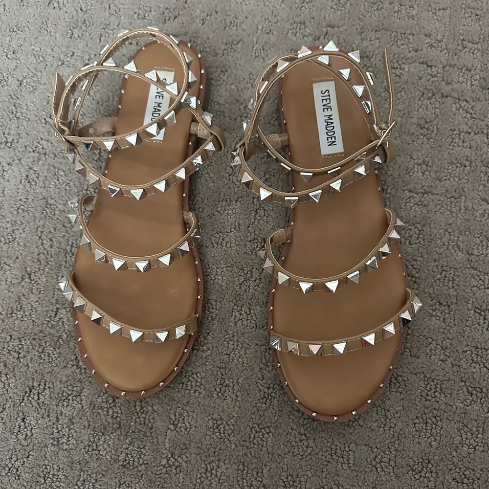 Steve Madden Tan Studded Strappy Sandals